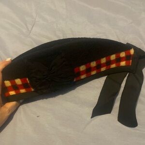 Vtg Authentic WOOL Scottish Glengarry Diced Hat Pom Tam Drummer Highland Piper